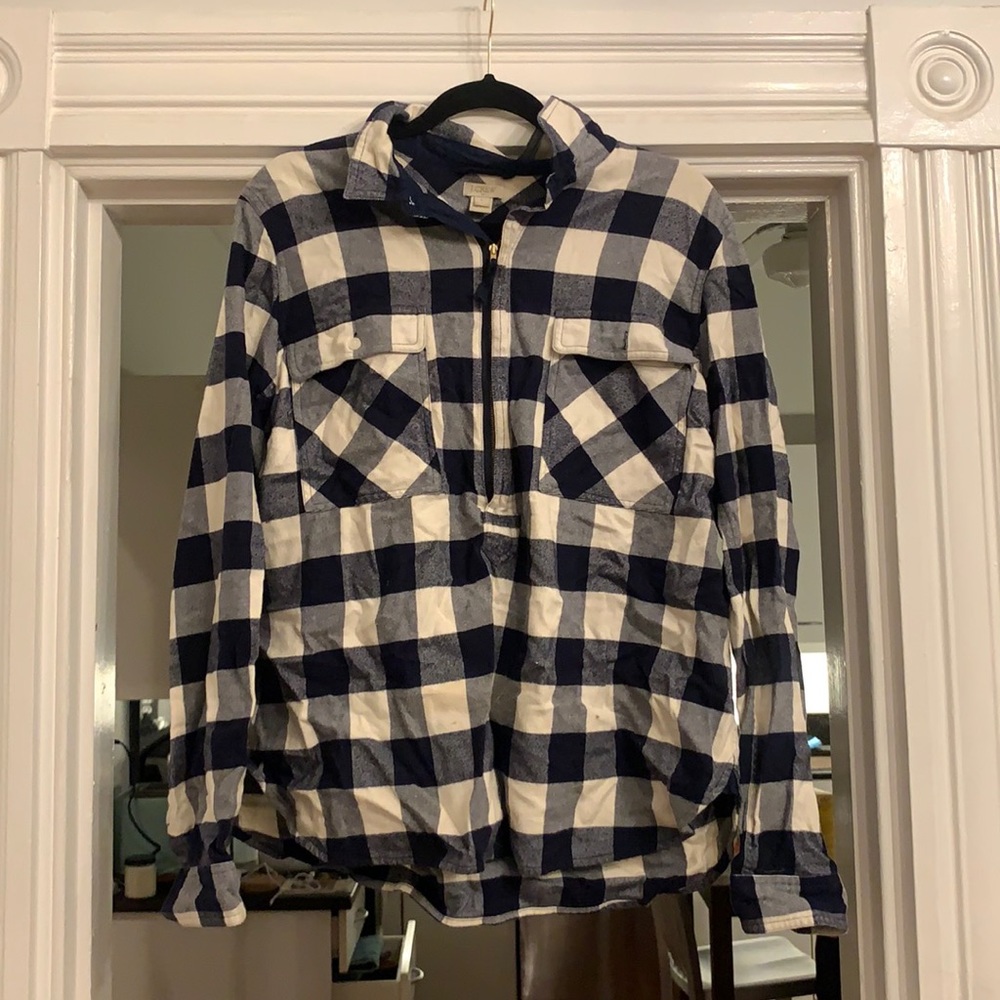 Jcrew flannel quarter zip